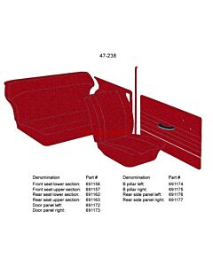 Bekleding PV544 B stijl links rood 1963-1964 code 50-240