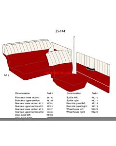 Bekleding PV544 wielkast links achter rood vinyl 25-144