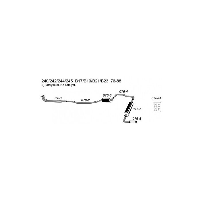 Volvo Auspuff 140+240 Simons 1967-1988 Zwischenrohr (zwischen Vorrohr und 1. Schalldämpfer) Volvo teil nr 076-2