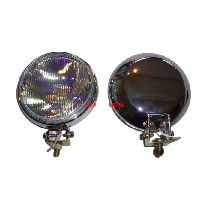 Verstraler in het chroom / 14.5 cm diameter / set a 2 stuks / parelmoer glas inclusief halogeenlamp H3 / helaas niet meer leverbaar