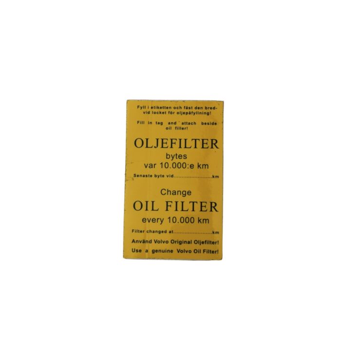 Volvo sticker service oil filter Volvo teil nr 112
