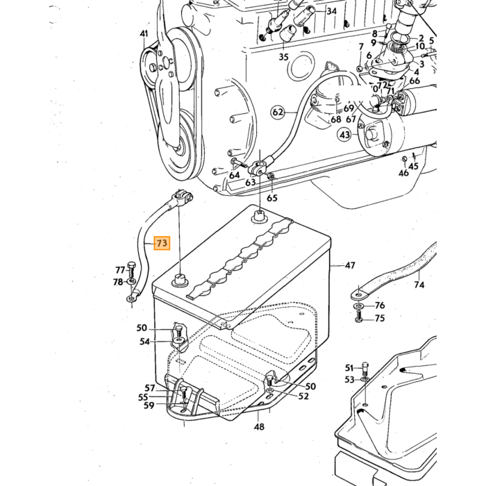 Volvo Massekabel Batterie zur Karosserie Volvo PV 444 B4B Volvo Teil Nr 11524