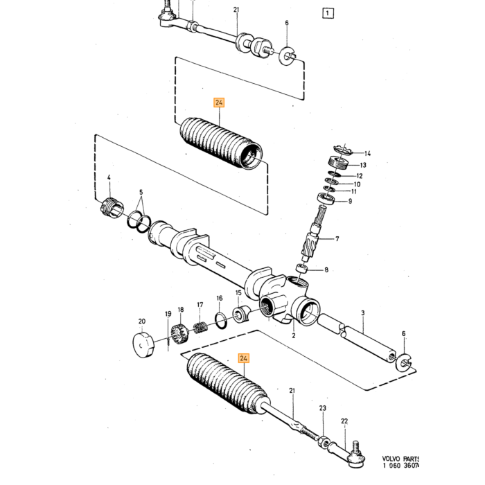"Volvo Lenkgetriebe Schutzgummi 240/260 - Links & Rechts, 14mm Außengewinde"