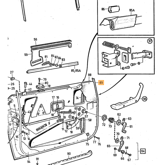 Volvo Gummitür Tür 140 2 Türen 142+242 links (1312468) nicht mehr lieferbar Volvo teil nr 1254985