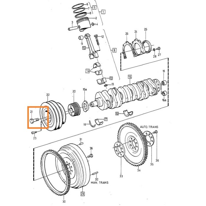 Volvo Schraubenbolzen Kurbelwellenriemenscheibe 240 740 760 780 940 960 D24 Volvo Teil Nr 1257604