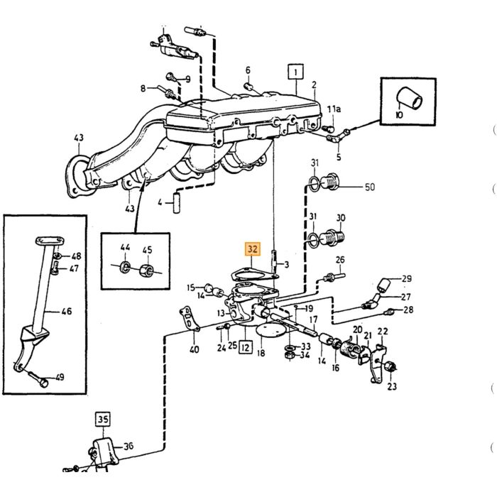 Volvo Dichtung Drosselklappengehäuse links jetronic B19E+B21E+B23E+B21F+B230 alle Volvo teil nr 1271488
