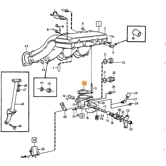 Volvo Dichtung Drosselklappengehäuse links jetronic B19E+B21E+B23E+B21F+B230 alle Volvo teil nr 1271488
