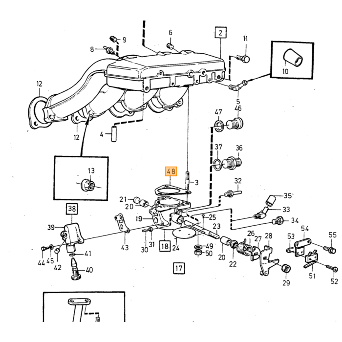 Volvo Dichtung Drosselklappengehäuse links jetronic B19E+B21E+B23E+B21F+B230 alle Volvo teil nr 1271488
