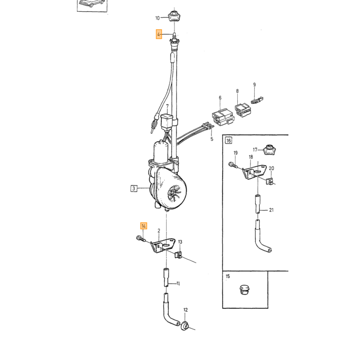 Volvo Antenne 240+740+940+850 Limousine flexibler Teil für elektrische Antenne(3533569) (1384544) Volvo teil nr 1384561