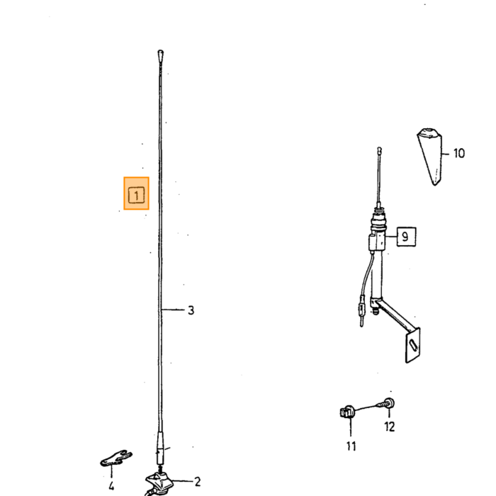 Volvo Antenne 240+260+740+940 244 242 4-türige Limousine (Peitschenlänge 86 cm) nicht mehr lieferbar Volvo teil nr 1384773