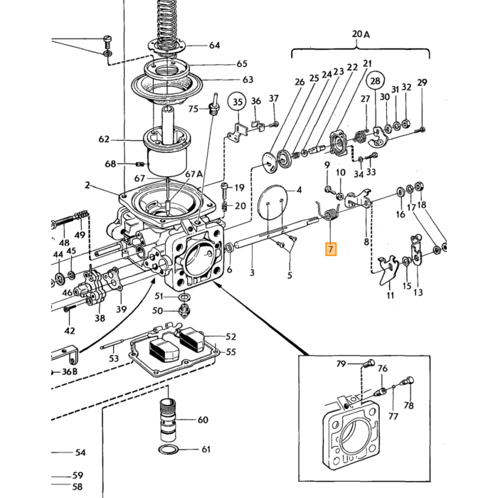 Volvo Feder Stromberg Vergaser Drosselklappe B20 175CD2S Volvo teil nr 237368