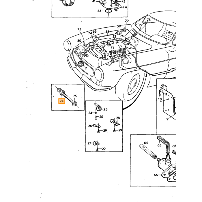 Volvo Temperaturgeber Sensor Wassereinspritzanlage B20E/FB30E -1972 (M10x1 0) P1800E+ES+140+164 0 280 130 014 (2 Stifte) rechts vorne am Zylinderkopf Volvo teil nr 241726