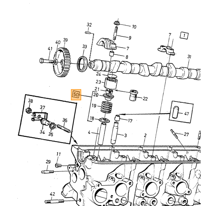 Volvo Ventilfedersatzstücke B200 + B230 = Feder + unterer und oberer Ring Volvo teil nr 271793