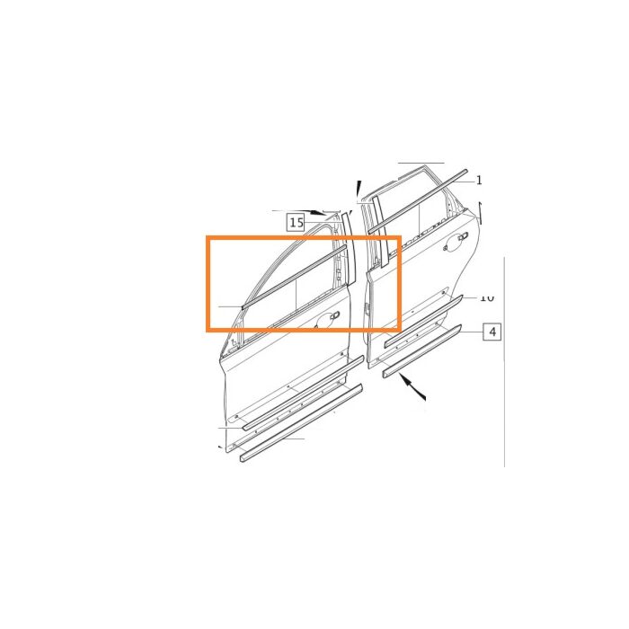 Volvo Kratzleiste Türfenster V50 S40 rechts vorne (31253001) Volvo Teil Nr 31297661 Produkt
