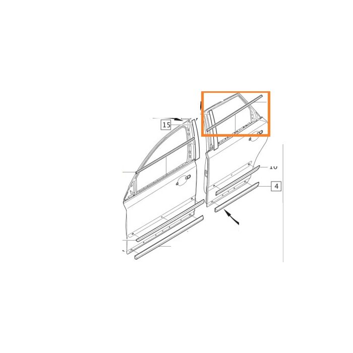 Schabliste Türfenster V50 S40 links hinten für Volvo (31253002)
