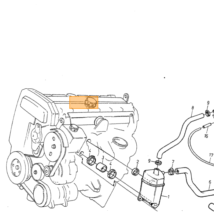 Volvo Schlauch zwischen Kurbelgehäuseentlüftung und Motor Volvo 960 - S90 - V90 Volvo teil nr 3531080