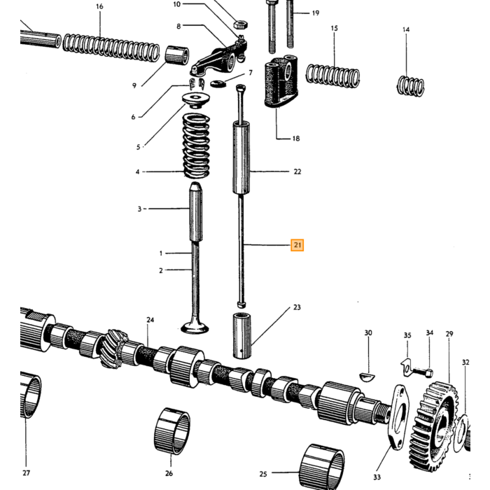 Volvo Ventilstößelstange B4B Motor\n 109.485+ alle B16 gebraucht 21cm Volvo teil nr 403689