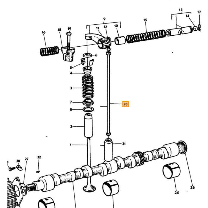 Volvo Klepstoter stang B18+B20 stoterstang gebruikt Volvo onderdeel nr 418304U
