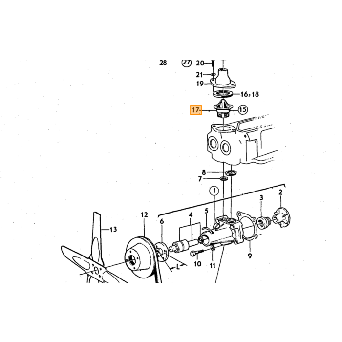 Volvo Thermostat B18+B20+B30 76 gr Celsius 170 6 Fahrenheit Volvo teil nr 418496