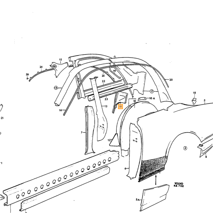 Volvo Blech Amazon Heckscheibe 2-türig rechts Volvo teil nr 659446