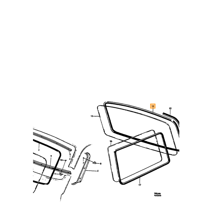 Volvo Gummi-Heckklappe Amazon Kombi 220 Fenstertyp ohne Chromrahmen Volvo teil nr 662655