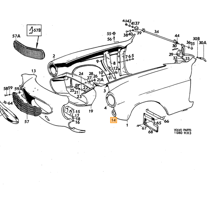 Volvo Blech P1800 Blinkerträger vorne links+rechts Volvo teil nr 664246