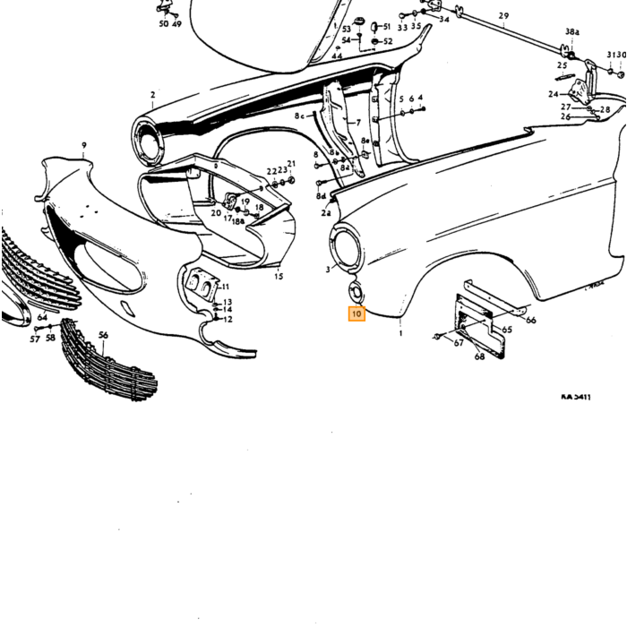 Volvo Blech P1800 Blinkerträger vorne links+rechts Volvo teil nr 664246