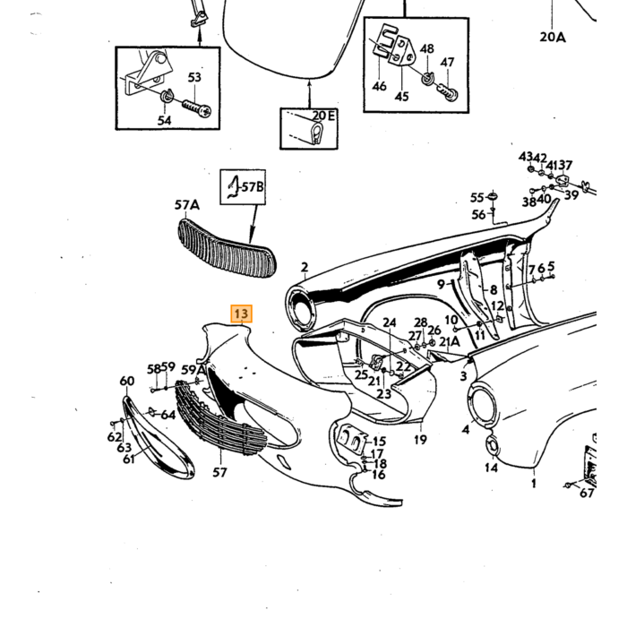 Volvo Blech P1800 Reparaturteil vorne links Volvo teil nr 664373LH
