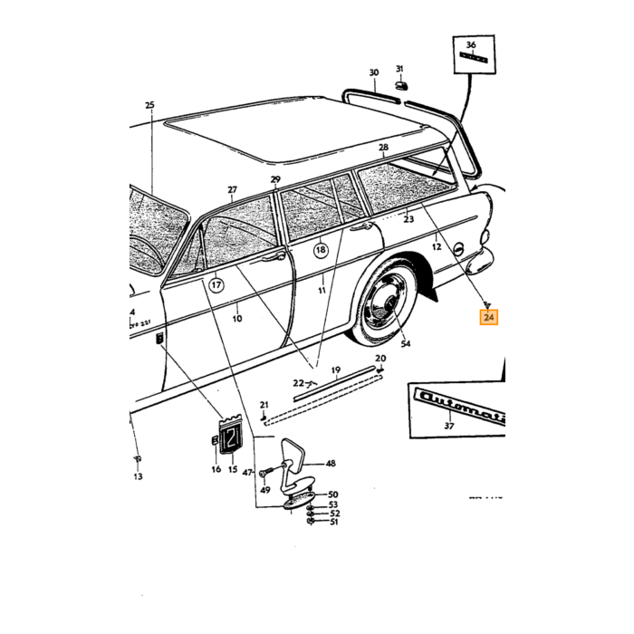 Volvo Stoßstangenrosette Amazon Kombi hinten ersetzt durch 666265S Volvo teil nr 666265