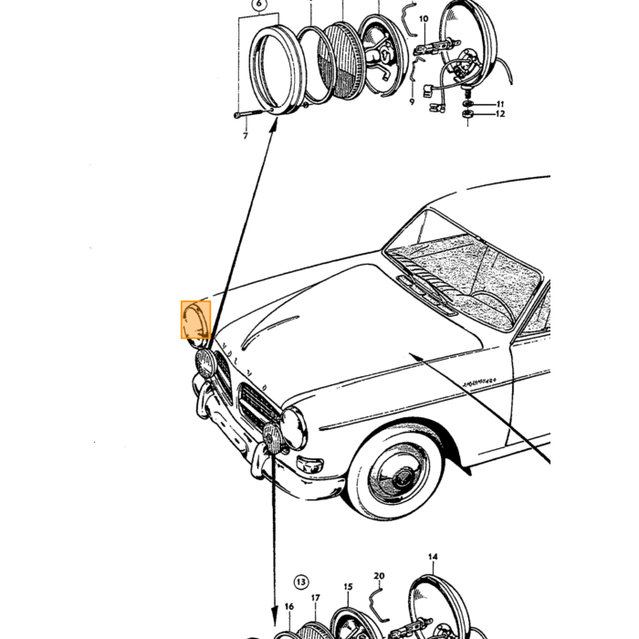 Volvo Glasrücklicht Amazon Rot-Rot-Klar orig Volvo Volvo teil nr 667676