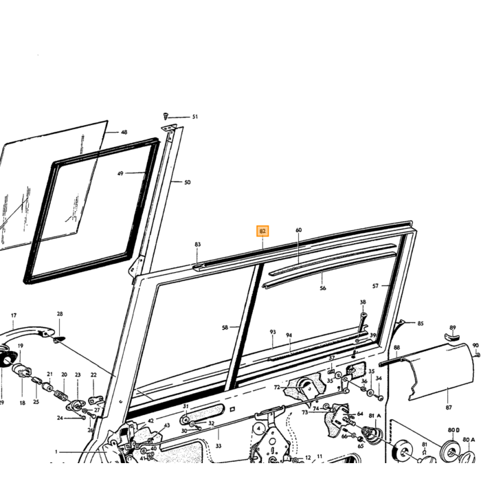 Volvo Gummitür Amazon Komb1 220 Links hinten Volvo teil nr 672148