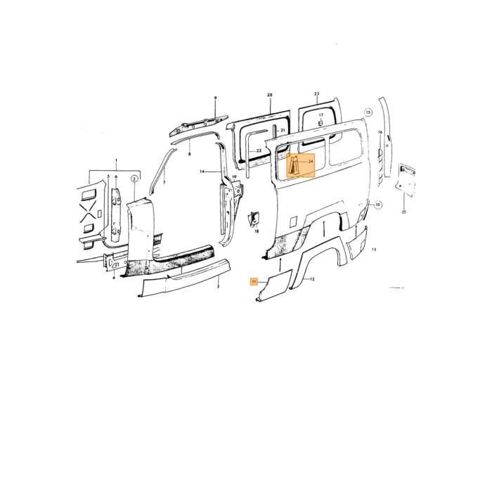 Volvo Blech Duett zwischen Tür und Hinterrad rechts Volvo teil nr 672181
