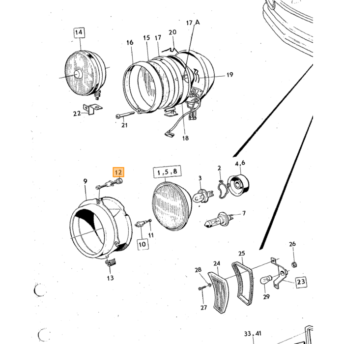 Volvo Scheinwerfereinsteller 140+164 Kupfer mit Kunststoffmutter (2 pro Scheinwerfer) Volvo teil nr 676111