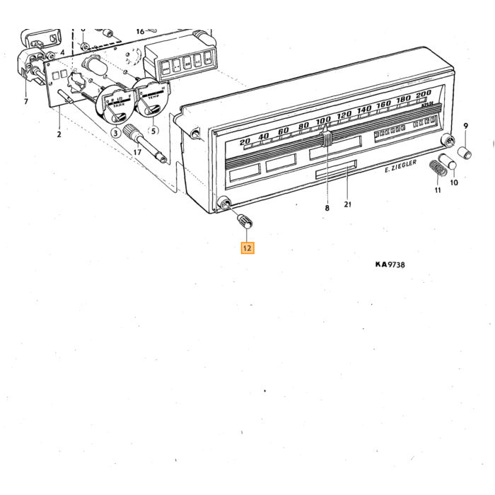 Volvo Knopf-Rheostat 140+164 (links) am Kilometerzähler-Rheostat NML Volvo teil nr 680549