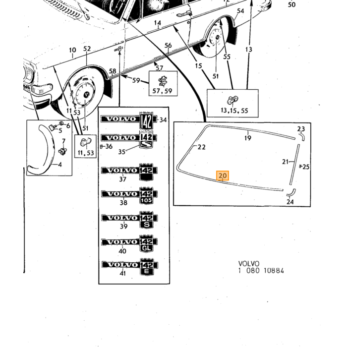 Volvo Sicherheitsgurt hinten (Aufrollsystem oben) Amazon/PV544+144+142 Volvo teil nr 682022