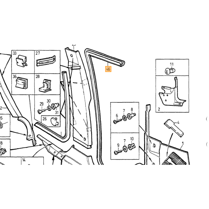 Volvo Gummitür vorne links 740+760+940+960+S90+V90 (3518265)(3528740) Volvo teil nr 6848632
