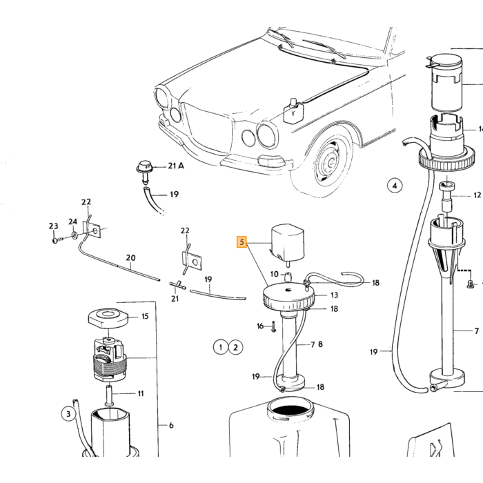 Volvo Scheibenwaschpumpe + Behälter Amazon+P1800+140+164 1966+ Volvo teil nr 688400