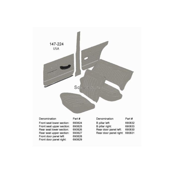 Bekleding Amazon 4 deurs B stijl rechts grijs 149-226