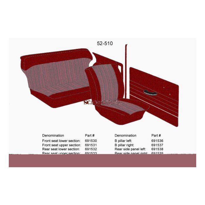 Bekleding PV544 zijpaneel rood zie set 691538