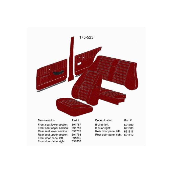 Volvo Polster Amazon Sitzbezug hinten rot 420-532 175-523 siehe (691437) Volvo teil nr 691758