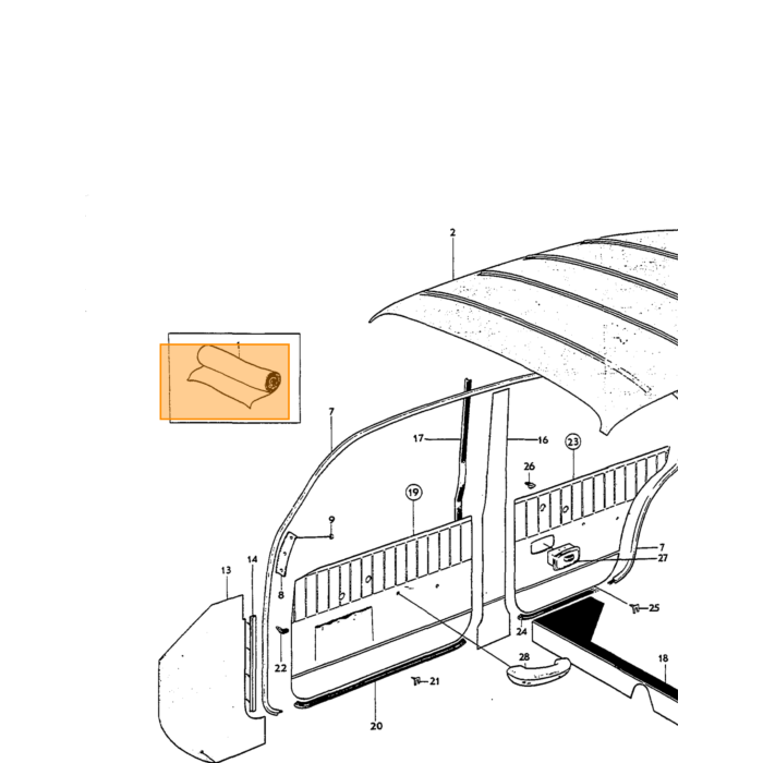 Volvo Polsterung Amazon 4-türige Türverkleidung hinten rechts rot 1967-1968 183-545 Volvo teil nr 692148