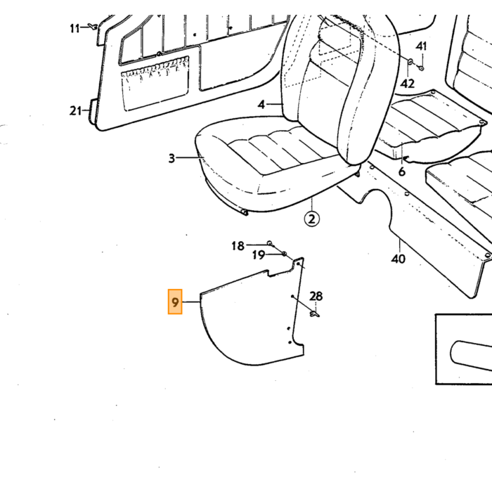 Volvo upholstery 1800ES side panel Left+righ =SET  front black For Volvo Volvo teil nr 695725