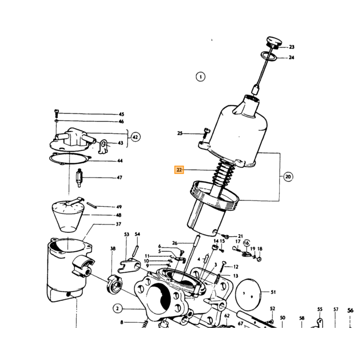Volvo Federunterdruckkammervergaser SU H4+SUHS6 B16B+B18B+B20B PV444+PV544+Duett+Amazon Volvo teil nr 71816