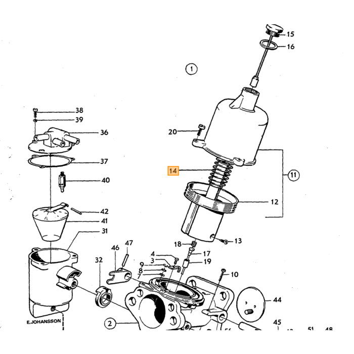 Volvo Federunterdruckkammervergaser SU H4+SUHS6 B16B+B18B+B20B PV444+PV544+Duett+Amazon Volvo teil nr 71816