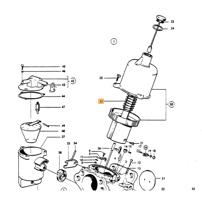 Volvo Federunterdruckkammervergaser SU H4+SUHS6 B16B+B18B+B20B PV444+PV544+Duett+Amazon Volvo teil nr 71816