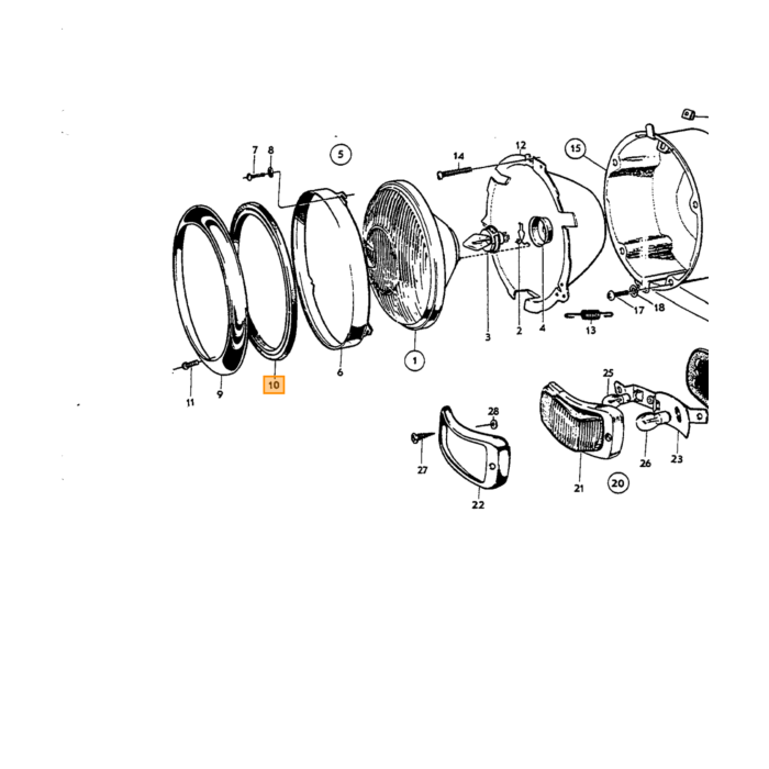 Volvo Scheinwerferring aus Gummi PV544+Duett+Amazon Volvo teil nr 88052