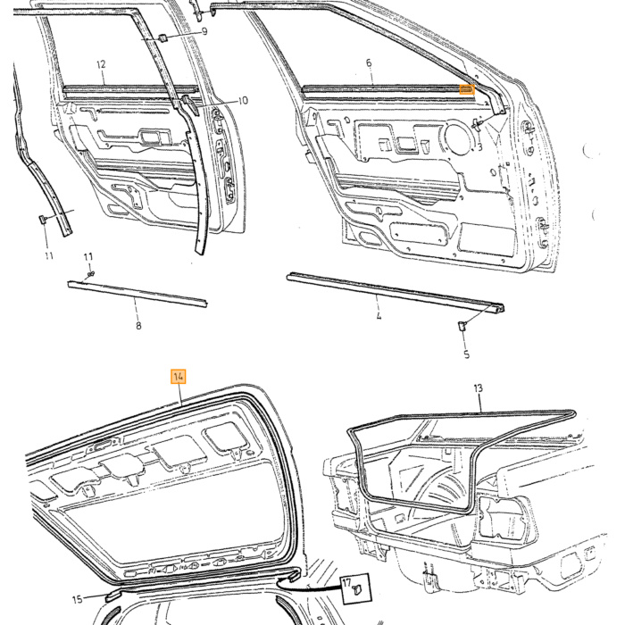 Volvo Tür/Türgummi unten links/rechts Volvo 850 S70 V70 V70XC (-2000) Volvo teil nr 9133592