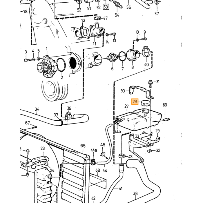 Volvo Expansion tank coolling liq 240+260 1979+ diesel all 1988+ Volvo teil nr 9142000
