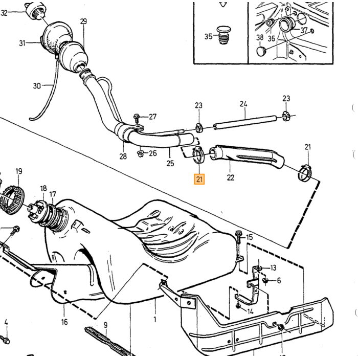 Volvo Füllung Schlauch 740 + 760 + 780 60 Liter Benzintank Volvo teil nr 9142035