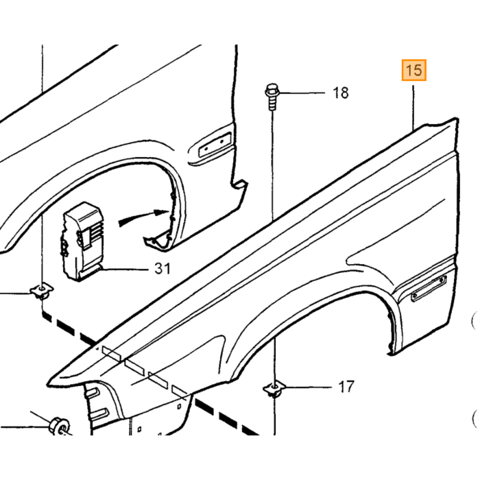 Volvo für KOTFLÜGEL LINKS Volvo S/V70 -01 Volvo teil nr 9152679